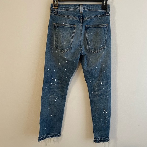 Veronica Beard Ines Paint Splatter Straight-Leg Crop Girlfriend Jeans - Picture 2 of 7